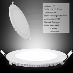 20X LED Panel Einbaustrahler Einbau Leuchte Ultraslim Deckenlampe 3/6/15/18W/24W