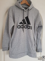 Adidas Pullover Hoodie KapuzenPullover LongPullover Gr.S hellgrau/schwarz TOP!!