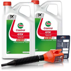 2x 5 L = 10 LITER CASTROL GTX 15W-40 A3/B3 MOTOR-ÖL MOTOREN-ÖL### INKL. ÖLWECHSEL-ANHÄNGER + EINFÜLLTRICHTER ###