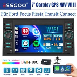 DAB+ Autoradio 2+64G Android 13 Carplay Navi Für Ford Focus Kuga C S Max Transit