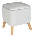 WENKO Samthocker Sitzhocker Sitz Pouf mit Stauraum Samt eckig Polsterhocker grau