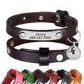 Personalisiert Katzenhalsband Leder Welpe Hund Halsband Namen Gravur mit Glocke