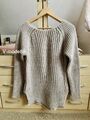 Hunkydory Premium Lammwolle Kaschmir Pullover 🧶 L 40 42 Rippenstrick greige