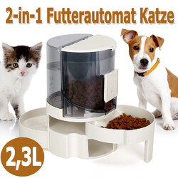 2-in-1 Futterautomat Katze Automatischer Futterspender für Katze und Hund Katzen