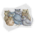 Eule Platzmatten Owl Family Portrait-Kunst Platzmatten 4er Set Waschbar