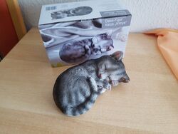 Deko, Figur, Katze schlafend, ca. 29 cm, dunkelgrau