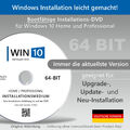 WINDOWS 10 HOME + PRO Installations-DVD bootfähig 64-BIT UPGRADE/UPDATE NEU