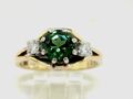 Turmalin Brillant Ring 585 Gelbgold 14Kt  2 Brillanten total 0,26ct Wesselton Si