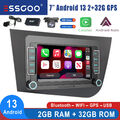 7" Android 13 Carplay Autoradio 2+32G GPS RDS Kamera Für Seat Leon 1P1 2005-2012