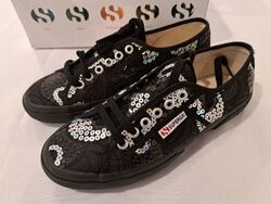 SUPERGA Sneaker Freizeit-/Alltagsschuhe Pailletten schwarz-silber Damen Gr. 39