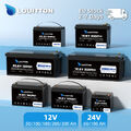 12V 24V LiFePO4 Akku 100Ah 200Ah 300Ah Lithium Batterie BMS für Solar Wohnmobil