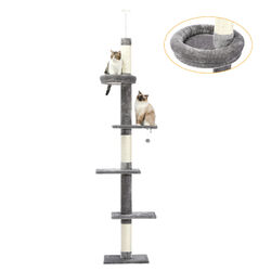PETEPELA Kratzbaum Deckenhoch Katzenbaum Kletterbaum 228-274 cm höhenverstellbar