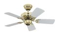 Deckenventilator ohne Lampe Lüfter klein Classic Royal Messing Glanz Weiß 76 cm