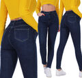 HIGH WAIST Damen Jeans Hose 34 - 42 hoher Bund SUPER STRETCH Röhrenjeans A50