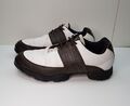 ADIDAS TRAXION GRÖSSE 8,5 UK HERREN WEISS & BRAUN LEDER GOLFSCHUHE KUNSTSTOFFSTOLLEN