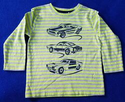 Topolino Longsleeve Gr.98 neongelb gestreift dünnes Sweatshirt Langarmshirt