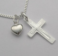 Kreuz Herz Anhänger 925 Silber mit Kette Damen Kinder Frauen Echt Silber schmuck