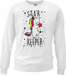 Sweatshirt STAR KEEPER EINHORN - UNICORN - FABELWESEN - REGENBOGEN - in Weiß