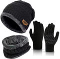 3x Wintermütze Strickmütze Warme Beanie Handschuhe Herren Winter Set Mütze Schal