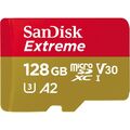 Sandisk microSDXC Extreme 128 GB Speicherkarte + Adapter rot/gold 190 MB/s Lesen