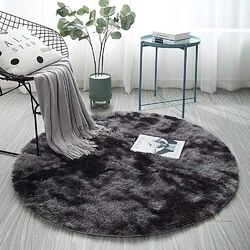 Hochflor Teppich Rund Wohnzimmer Shaggy Langflor Kunstfell Flauschig Einfarbig