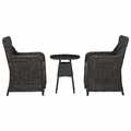 3-tlg. Garten-Bistro-Set mit Auflagen Poly Rattan Schwarz E7D7