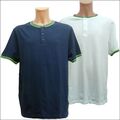 Herren T-Shirt Set (2 Stück) Gr. 56/58 (XL) Henleyshirt, blau weiß, Baumwolle