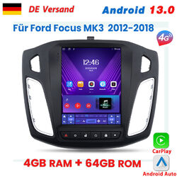 9.7'' Carplay Autoradio Android13.0 GPS DAB+ 4+64GB Für Ford Focus MK3 2012-2018