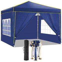 Pavillon 3x3/3x4,5m Pop Up Faltpavillon mit 4 Seitenteilen Wasserdicht UV-Schutz