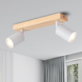 ANWIO LED Deckenstrahler Weiß Holz Deckenstrahler 2 Flammig Deckenlampe GU10 Dec