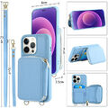 Hülle für iPhone 16 Pro 15 14 13 12 11 Leder Handykette Kartenfach Wallet Cover