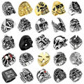 Totenkopf Biker Ring Edelstahl Gothig Silber Herren Männer Rocker Skull Gold IP