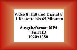 VHS, VHS-C, SVHS, Hi8, Digital8, Mini-DV Kassetten auf DVD oder MP4 Datei für TV