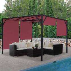 B-Ware Pergola Beja, Garten Pavillon Terrassenüberdachung, bordeaux-rot, 3x4m