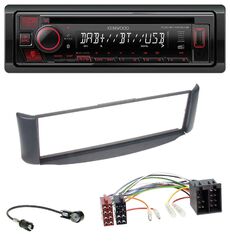 Kenwood MP3 CD USB Bluetooth DAB Autoradio für Smart ForTwo 450 grau ohne Metall