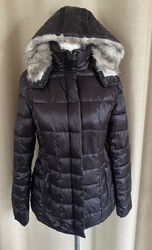 STREET ONE Winter Daunen Jacke braun mit Kapuze und Pelzbesatz Größe 40