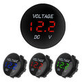 DC 12V LED Voltmeter Digitalanzeige Einbau Rund Wasserdicht Auto Motorrad DHL