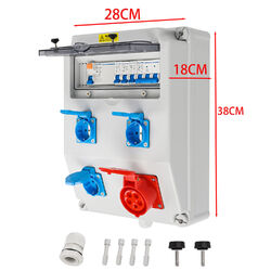 BAUSTROMVERTEILER WANDVERTEILER KOMPLETT 32A 16A 230V MIT BALS DOSE FI-Schalter