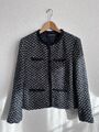 Esprit Damen Blazer Gr. 40 Blau Weiß Büro Jacke