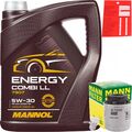 MANN ÖLFILTER + 5L 5W-30 MOTORÖL MANNOL ENERGY COMBI LL 5W30 ÖL für VAG 1.4 TSI