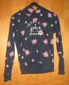 Kapuzen-Sweatshirt m. Blumen-Motiv, dunkelblau/rosa Gr. 134/140