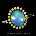 925 Sterlingsilber Ring Oval Feuer Opal 10x8mm Saphir Edelstein Schmuck Größe 7