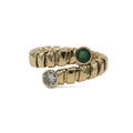 Ring Schlangenring mit Smaragd und Brillant in 18 Kt. 750 Gold Gr. 53