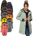 Marikoo Damen warme Winter Softshell Jacke Parka Mantel lang mit Kapuze B964