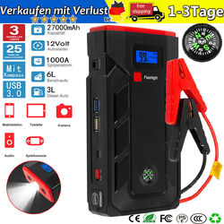 2024 Auto KFZ Starthilfe 27000mAh 1000A Jump Starter Ladegerät Booster Powerbank