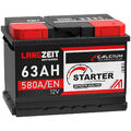 LANGZEIT Autobatterie 12V 63Ah STARTER wartungsfrei ersetzt 60Ah 55Ah