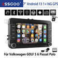 Carplay 7" Autoradio Android 13 GPS Navi BT KAM MIK Für VW GOLF 5 6 Passat Polo