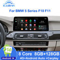 12.3" 8-Kern 128GB DAB+CarPlay Android 14 Autoradio GPS Navi BMW 5er F10 F11 CIC