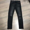 5-Pocket Super Stretch Jeans Hose Slim Schwarz destroyed used Waschung 170 TOP