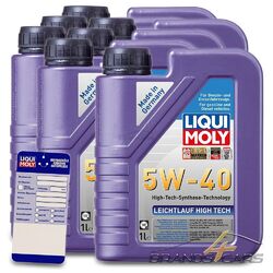 7x 1 L LITER LIQUI MOLY LEICHTLAUF HIGH TECH 5W-40 MOTOR-ÖL MOTOREN-ÖL 50047913### INKL. ÖLWECHSEL-ANHÄNGER ###